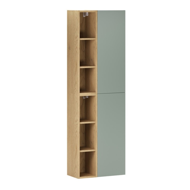 Set de mobilier cu semicoloana si set de rafturi Aster Green, MDF, PAL melaminat, verde mat, H.160 cm, SET-ASG 2SP 2UR