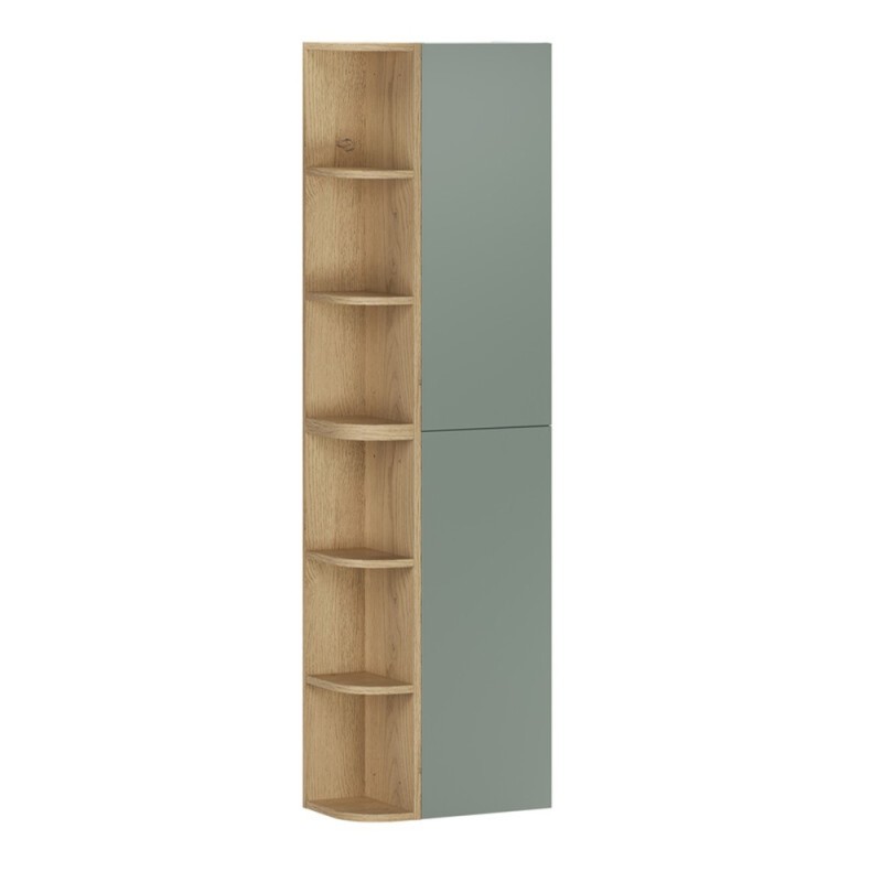 Set de mobilier cu semicoloana si set de rafturi Aster Green, MDF, PAL melaminat, verde mat, H.160 cm, SET-ASG 2SP 2URSM
