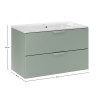 Set mobilier baie Aster Green, MDF, PAL melaminat, verde mat, lavoar Lava, L.80 cm, SET-ASG 80CM LAVA