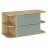 Set mobilier baie Aster Green, MDF, PAL melaminat, verde mat, blat stejar cremona, L.100 cm, SET-ASG B CREMONA 100CM LRSM