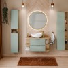 Set mobilier baie Aster Green, MDF, PAL melaminat, verde mat, blat stejar cremona, lavoar Cloud, L.120 cm, SET-ASG B CREMONA 120CM LRSM UN CLOUD