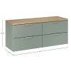 Set mobilier baie Aster Green, MDF, PAL melaminat, verde mat, blat stejar cremona, L.120 cm, SET-ASG B CREMONA 120CM