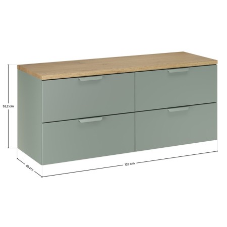 Set mobilier baie Aster Green, MDF, PAL melaminat, verde mat, blat stejar cremona, L.120 cm, SET-ASG B CREMONA 120CM