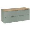 Set mobilier baie Aster Green, MDF, PAL melaminat, verde mat, blat stejar cremona, L.120 cm, SET-ASG B CREMONA 120CM