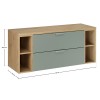 Set mobilier baie Aster Green, MDF, PAL melaminat, verde mat, blat stejar cremona, L.120 cm, SET-ASG B CREMONA 120CM LR