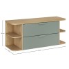 Set mobilier baie Aster Green, MDF, PAL melaminat, verde mat, blat stejar cremona, L.120 cm, SET-ASG B CREMONA 120CM LRSM