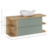 Set mobilier baie Aster Green, MDF, PAL melaminat, verde mat, blat stejar cremona, lavoar Cloud, L.120 cm, SET-ASG B CREMONA 120CM LRSM UN CLOUD