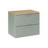 Set mobilier baie Aster Green, MDF, PAL melaminat, verde mat, blat stejar cremona, L.60 cm, SET-ASG B CREMONA 60CM