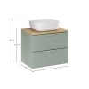 Set mobilier baie Aster Green, MDF, PAL melaminat, verde mat, blat stejar cremona, lavoar Smile 40, L.60 cm, SET-ASG B CREMONA 60CM UN SMILE