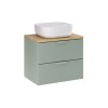 Set mobilier baie Aster Green, MDF, PAL melaminat, verde mat, blat stejar cremona, lavoar Smile 40, L.60 cm, SET-ASG B CREMONA 60CM UN SMILE
