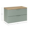 Set mobilier baie Aster Green, MDF, PAL melaminat, verde mat, blat stejar cremona, L.80 cm, SET-ASG B CREMONA 80CM