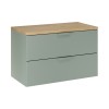 Set mobilier baie Aster Green, MDF, PAL melaminat, verde mat, blat stejar cremona, L.80 cm, SET-ASG B CREMONA 80CM