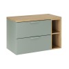 Set mobilier baie Aster Green, MDF, PAL melaminat, verde mat, blat stejar cremona, L.80 cm, SET-ASG B CREMONA 80CM LR