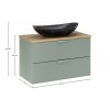 Set mobilier baie Aster Green, MDF, PAL melaminat, verde mat, blat stejar cremona, lavoar Lena, L.80 cm, SET-ASG B CREMONA 80CM UN LENA