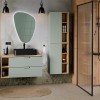 Set de mobilier cu semicoloana si raft Aster Green, MDF, PAL melaminat, verde mat, H.80 cm, SET-ASG SP UR 20X80