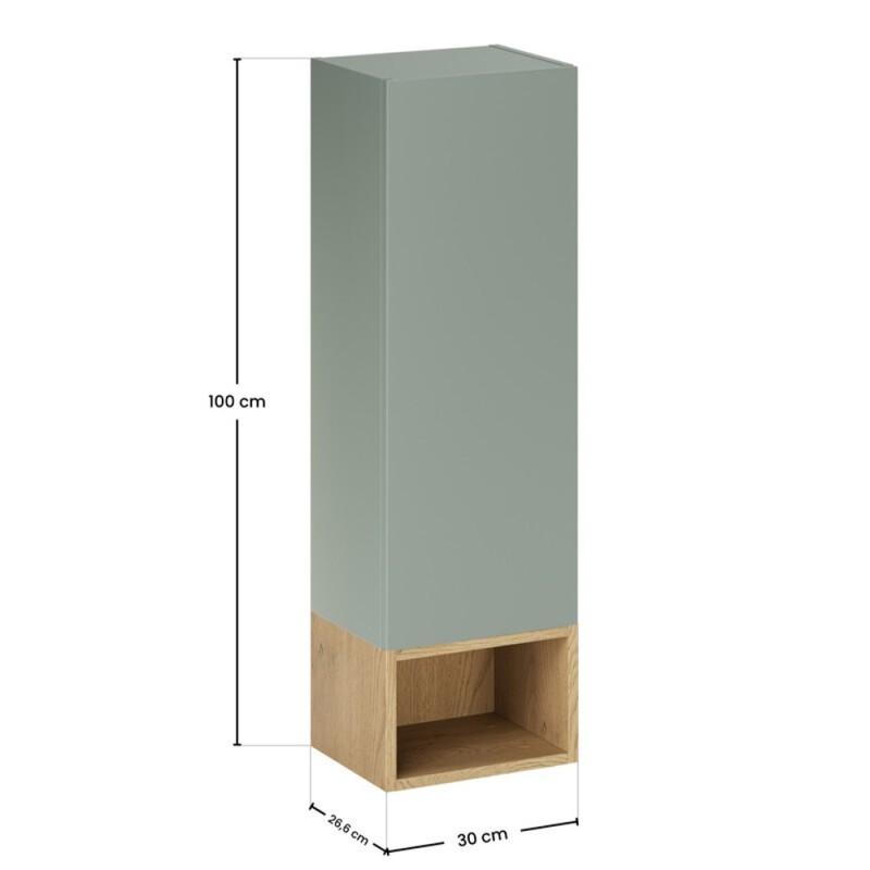 Set de mobilier cu semicoloana si raft Aster Green, MDF, PAL melaminat, verde mat, H.100 cm, SET-ASG SP UR 30X20