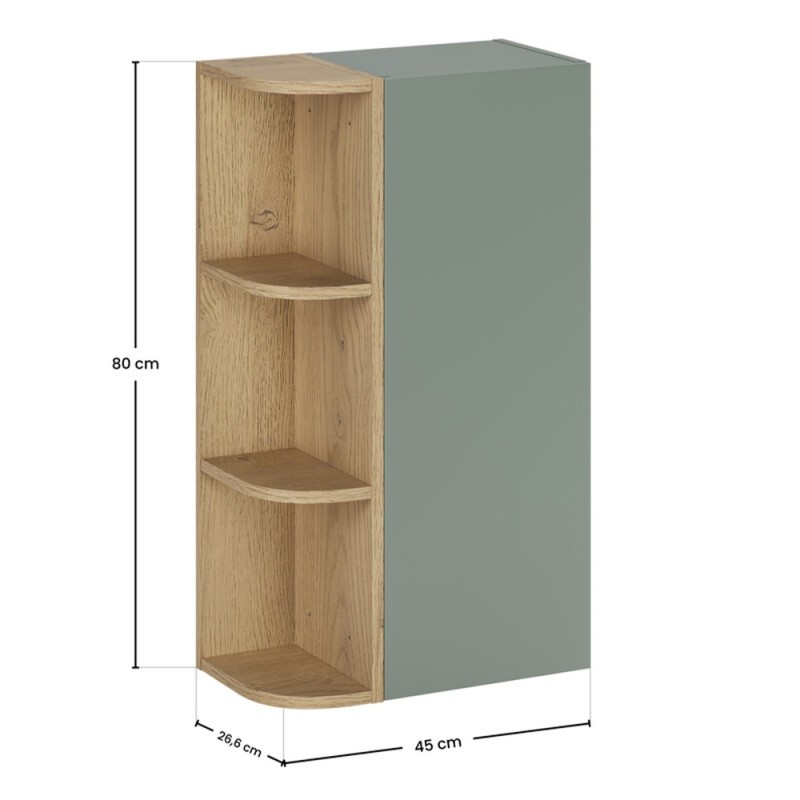 Set de mobilier cu semicoloana si raft Aster Green, MDF, PAL melaminat, verde mat, H.80 cm, SET-ASG SP URSM