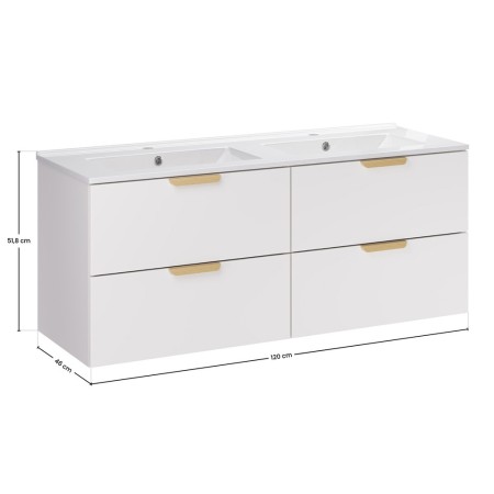 Set mobilier baie Aster White, MDF, PAL melaminat, alb mat, lavoare Lava, L.120 cm, SET-ASW 120CM LAVA