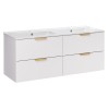 Set mobilier baie Aster White, MDF, PAL melaminat, alb mat, lavoare Lava, L.120 cm, SET-ASW 120CM LAVA