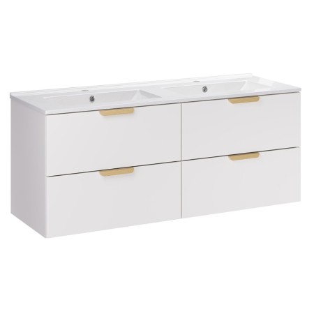Set mobilier baie Aster White, MDF, PAL melaminat, alb mat, lavoare Lava, L.120 cm, SET-ASW 120CM LAVA