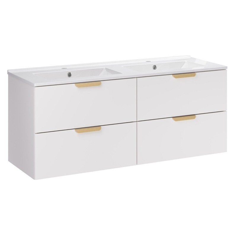 Set mobilier baie Aster White, MDF, PAL melaminat, alb mat, lavoare Lava, L.120 cm, SET-ASW 120CM LAVA