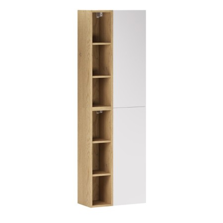 Set de mobilier cu semicoloana si raft Aster White, MDF, PAL melaminat, alb mat, H.160 cm, SET-ASW 2SP 2UR 