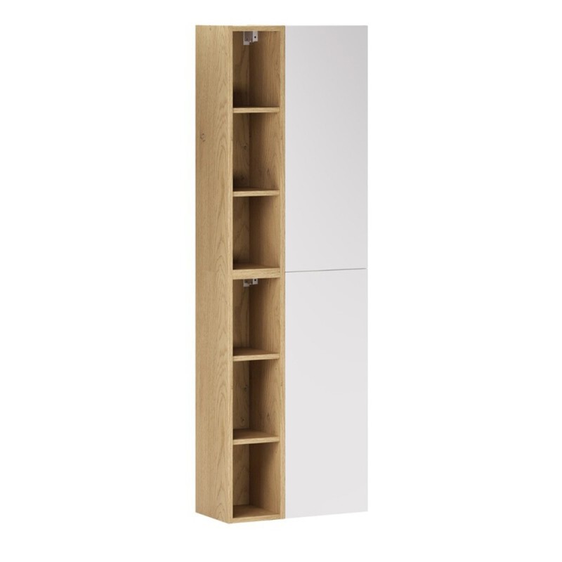 Set de mobilier cu semicoloana si raft Aster White, MDF, PAL melaminat, alb mat, H.160 cm, SET-ASW 2SP 2UR