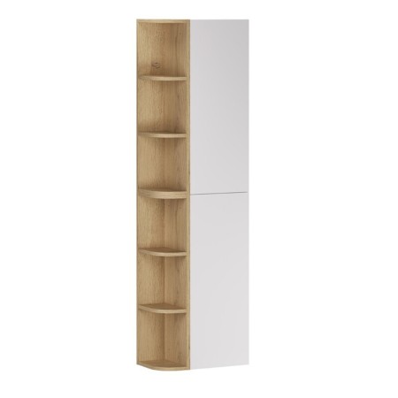 Set de mobilier cu semicoloana si raft Aster White, MDF, PAL melaminat, alb mat, H.160 cm, SET-ASW 2SP 2URSM