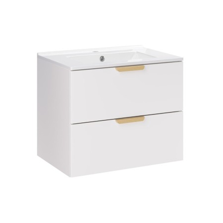 Set mobilier baie Aster White, MDF, PAL melaminat, alb mat, lavoar Lava, L.60 cm, SET-ASW 60CM LAVA