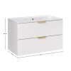 Set mobilier baie Aster White, MDF, PAL melaminat, alb mat, lavoar Lava, L.80 cm, SET-ASW 80CM LAVA