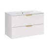 Set mobilier baie Aster White, MDF, PAL melaminat, alb mat, lavoar Lava, L.80 cm, SET-ASW 80CM LAVA