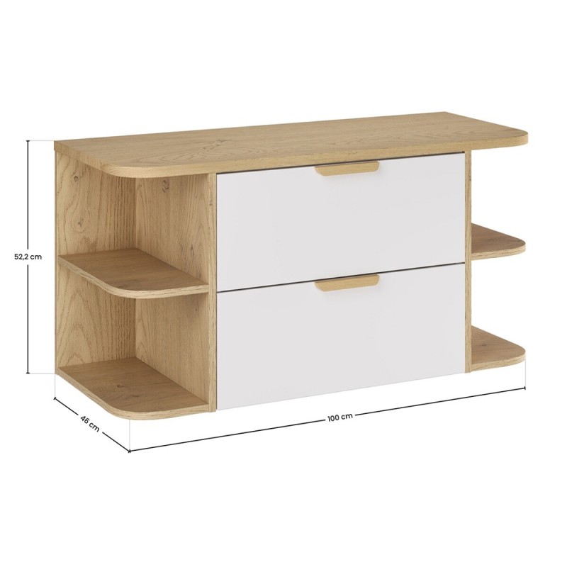 Set mobilier baie Aster White, MDF, PAL melaminat, alb mat, blat stejar cremona, L.100 cm, SET-ASW B CREMONA 100CM LRSM