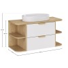 Set mobilier baie Aster White, MDF, PAL melaminat, alb mat, blat stejar cremona, lavoar Beyond, L.100 cm, SET-ASW B CREMONA 100CM LRSM UN BEYOND