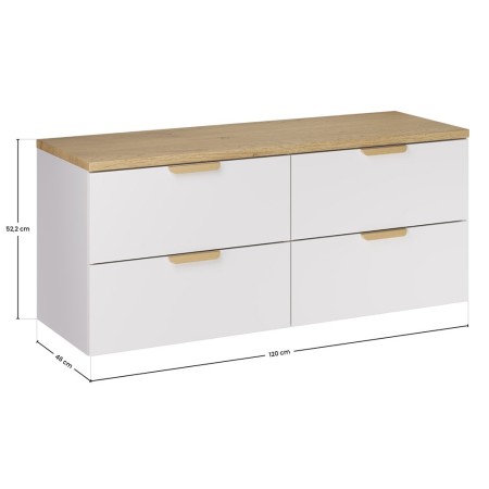 Set mobilier baie Aster White, MDF, PAL melaminat, alb mat, blat stejar cremona, L.120 cm, SET-ASW B CREMONA 120CM
