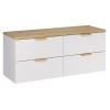 Set mobilier baie Aster White, MDF, PAL melaminat, alb mat, blat stejar cremona, L.120 cm, SET-ASW B CREMONA 120CM