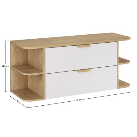 Set mobilier baie Aster White, MDF, PAL melaminat, alb mat, blat stejar cremona, L.120 cm, SET-ASW B CREMONA 120CM LRSM