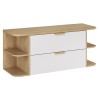 Set mobilier baie Aster White, MDF, PAL melaminat, alb mat, blat stejar cremona, L.120 cm, SET-ASW B CREMONA 120CM LRSM