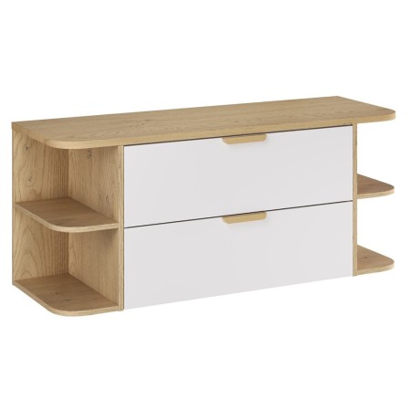 Set mobilier baie Aster White, MDF, PAL melaminat, alb mat, blat stejar cremona, L.120 cm, SET-ASW B CREMONA 120CM LRSM