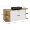 Set mobilier baie Aster White, MDF, PAL melaminat, alb mat, blat stejar cremona, lavoar River, L.120 cm, SET-ASW B CREMONA 120CM UN RIVER