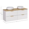 Set mobilier baie Aster White, MDF, PAL melaminat, alb mat, blat stejar cremona, lavoare Wiki, L.120 cm, SET-ASW B CREMONA 120CM UN WIKI