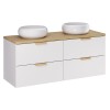 Set mobilier baie Aster White, MDF, PAL melaminat, alb mat, blat stejar cremona, lavoare Wiki, L.120 cm, SET-ASW B CREMONA 120CM UN WIKI