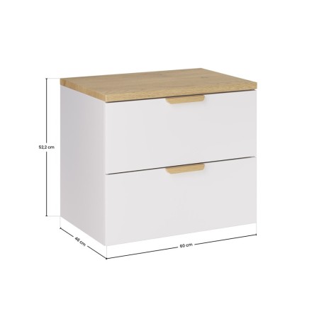 Set mobilier baie Aster White, MDF, PAL melaminat, alb mat, blat stejar cremona, L.60 cm, SET-ASW B CREMONA 60CM