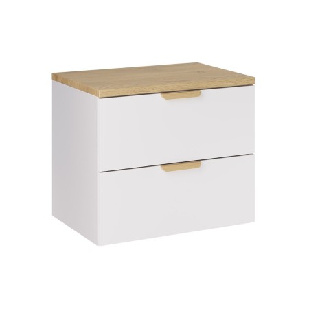 Set mobilier baie Aster White, MDF, PAL melaminat, alb mat, blat stejar cremona, L.60 cm, SET-ASW B CREMONA 60CM