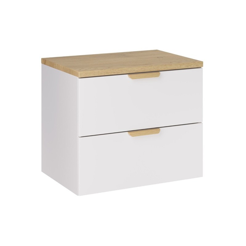 Set mobilier baie Aster White, MDF, PAL melaminat, alb mat, blat stejar cremona, L.60 cm, SET-ASW B CREMONA 60CM