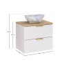Set mobilier baie Aster White, MDF, PAL melaminat, alb mat, blat stejar cremona, lavoar Pati, L.60 cm, SET-ASW B CREMONA 60CM UN PATI