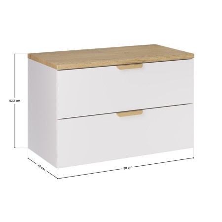 Set mobilier baie Aster White, MDF, PAL melaminat, alb mat, blat stejar cremona, L.80 cm, SET-ASW B CREMONA 80CM