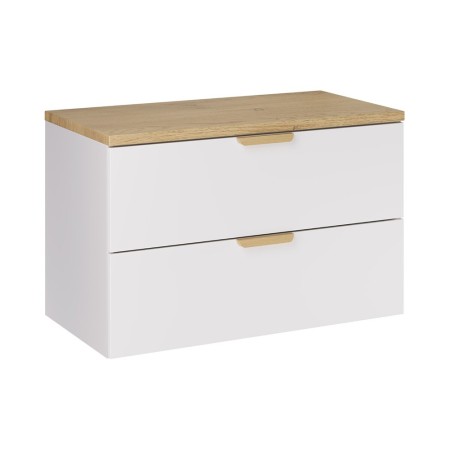 Set mobilier baie Aster White, MDF, PAL melaminat, alb mat, blat stejar cremona, L.80 cm, SET-ASW B CREMONA 80CM