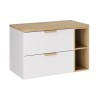 Set mobilier baie Aster White, MDF, PAL melaminat, alb mat, blat stejar cremona, L.80 cm, SET-ASW B CREMONA 80CM LR