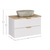 Set mobilier baie Aster White, MDF, PAL melaminat, alb mat, blat natural cremona, lavoar Anna, L.80 cm, SET-ASW B NAT CREMONA 80CM UN ANNA