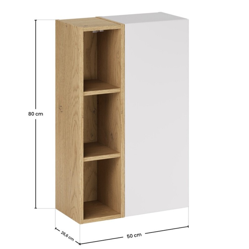 Set de mobilier cu semicoloana si raft Aster White, MDF, PAL melaminat, alb mat, H.80 cm, SET-ASW SP UR 20X80